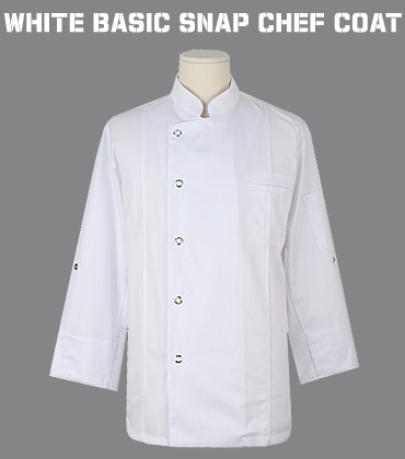 zc1060 white basic snap chef coat